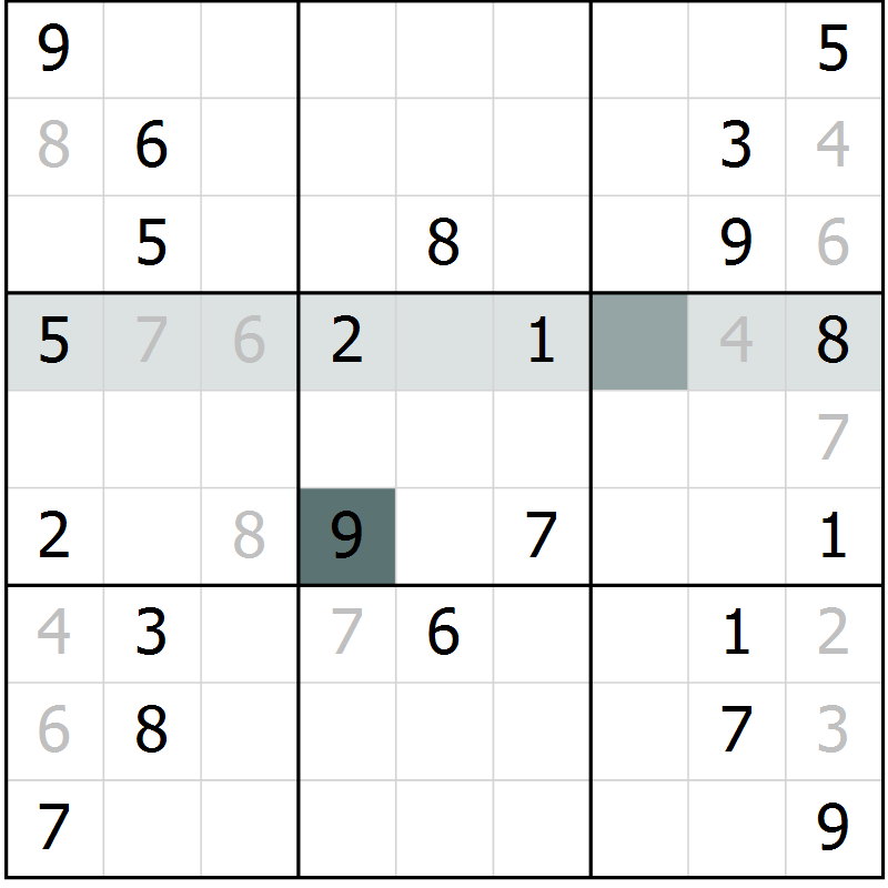 Position des candidats pour la solution de la Gr 6 page 9 du magazine de sudoku Virtuose n° 121