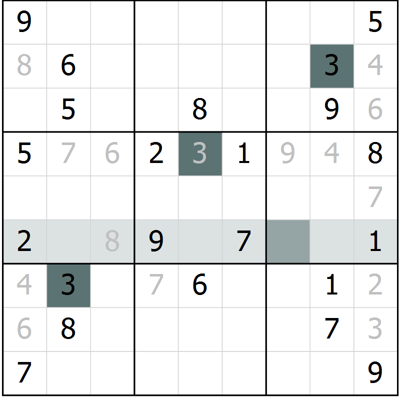 Position des candidats pour la solution de la Gr 6 page 9 du magazine de sudoku Virtuose n° 121
