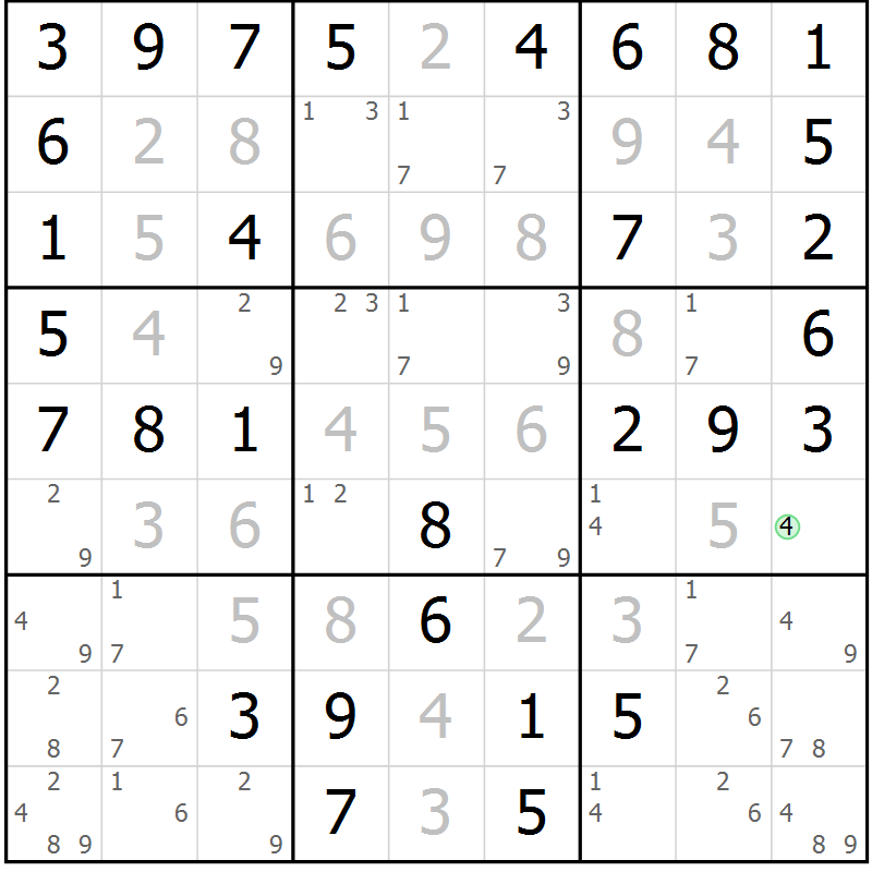 Position des candidats pour la solution de la Gr 62 page 65 du magazine de sudoku Virtuose n° 121