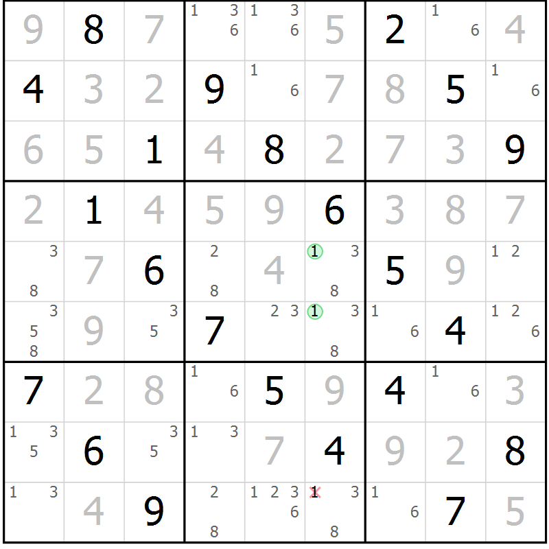 Position des candidats pour la solution de la Gr 63 page 66 du magazine de sudoku Virtuose n° 121