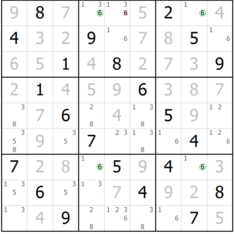 Position des candidats pour la solution de la Gr 63 page 66 du magazine de sudoku Virtuose n° 121