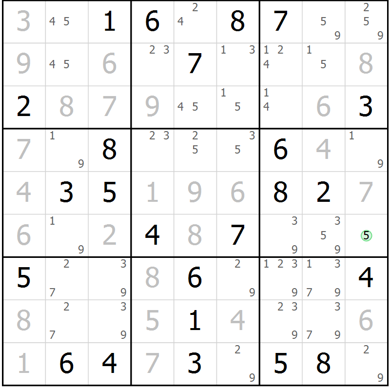 Position des candidats pour la solution de la Gr 64 page 67 du magazine de sudoku Virtuose n° 121