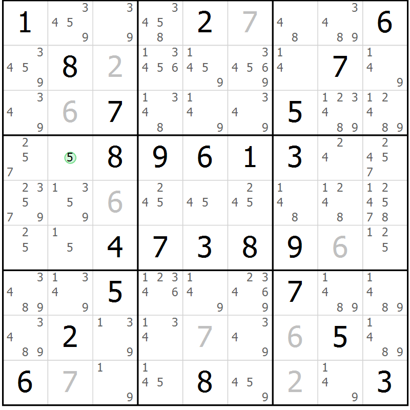 Position des candidats pour la solution de la Gr 66 page 69 du magazine de sudoku Virtuose n° 121