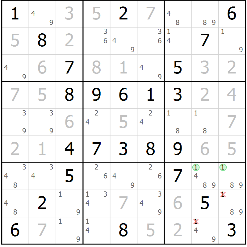 Position des candidats pour la solution de la Gr 66 page 69 du magazine de sudoku Virtuose n° 121