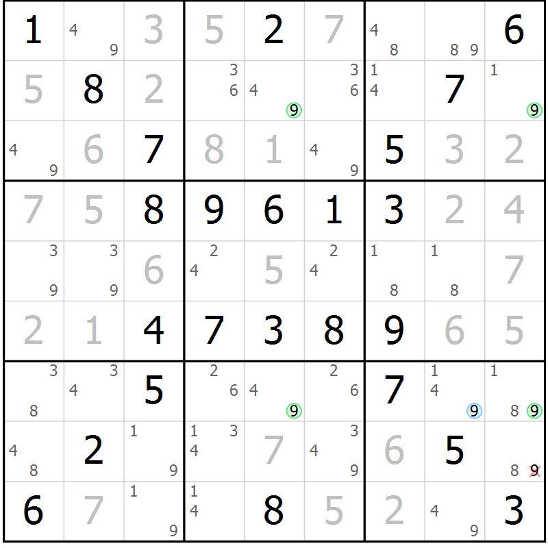 Position des candidats pour la solution de la Gr 66 page 69 du magazine de sudoku Virtuose n° 121