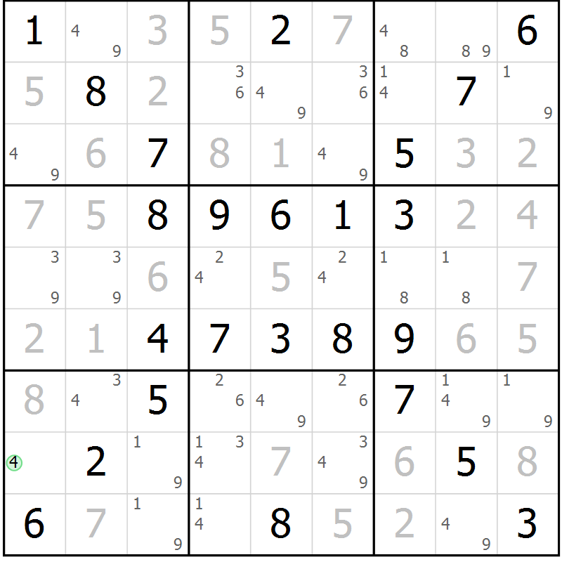 Position des candidats pour la solution de la Gr 66 page 69 du magazine de sudoku Virtuose n° 121