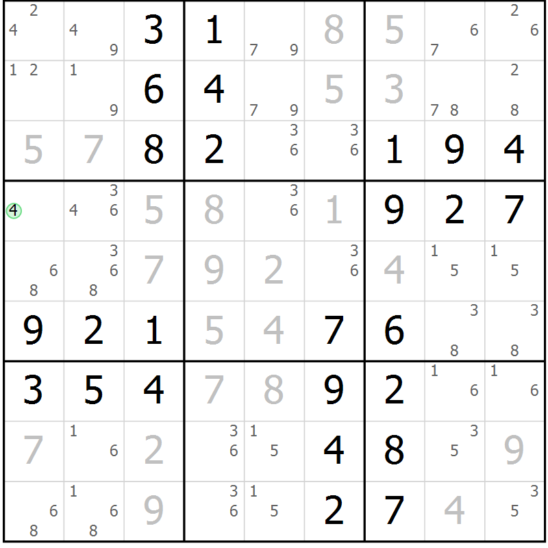 Position des candidats pour la solution de la Gr 67 page 70 du magazine de sudoku Virtuose n° 121