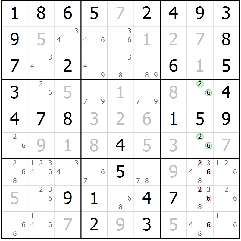 Position des candidats pour la solution de la Gr 68 page 71 du magazine de sudoku Virtuose n° 121