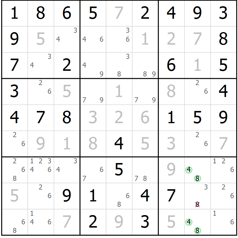 Position des candidats pour la solution de la Gr 68 page 71 du magazine de sudoku Virtuose n° 121