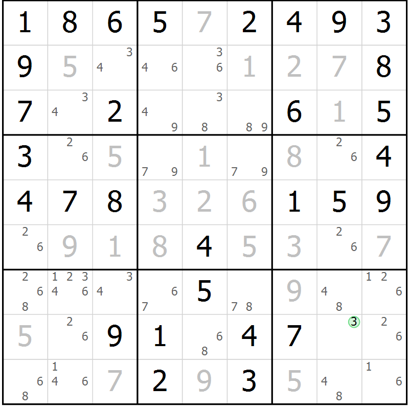 Position des candidats pour la solution de la Gr 68 page 71 du magazine de sudoku Virtuose n° 121