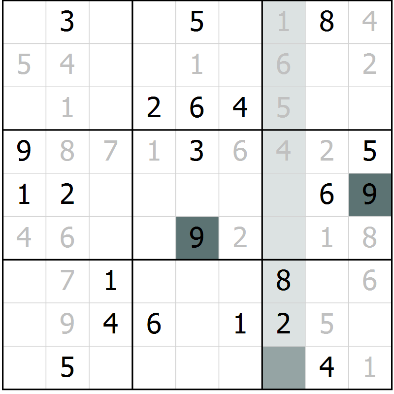 Position des candidats pour la solution de la Gr 7 page 10 du magazine de sudoku Virtuose n° 121
