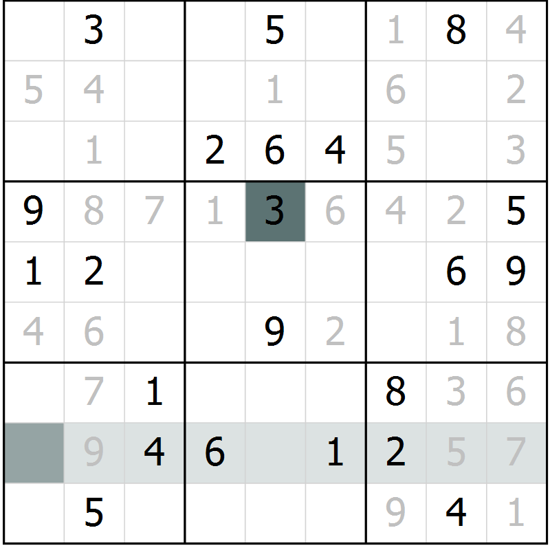 Position des candidats pour la solution de la Gr 7 page 10 du magazine de sudoku Virtuose n° 121