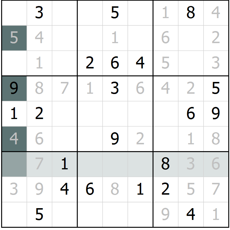 Position des candidats pour la solution de la Gr 7 page 10 du magazine de sudoku Virtuose n° 121