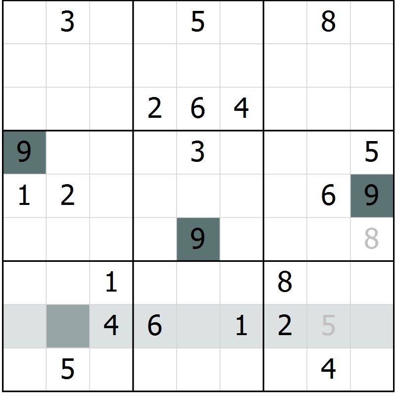 Position des candidats pour la solution de la Gr 7 page 10 du magazine de sudoku Virtuose n° 121
