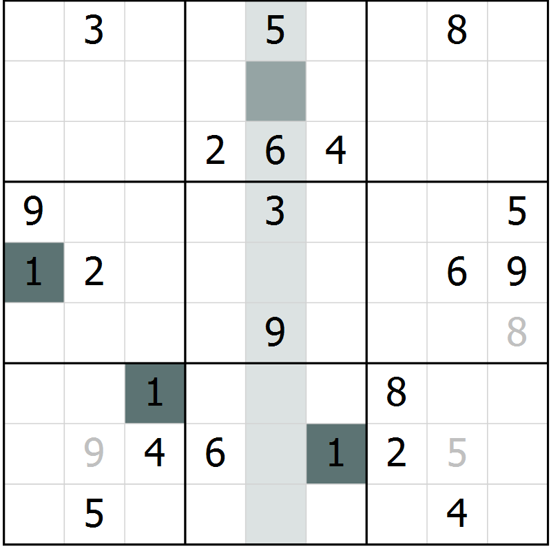 Position des candidats pour la solution de la Gr 7 page 10 du magazine de sudoku Virtuose n° 121