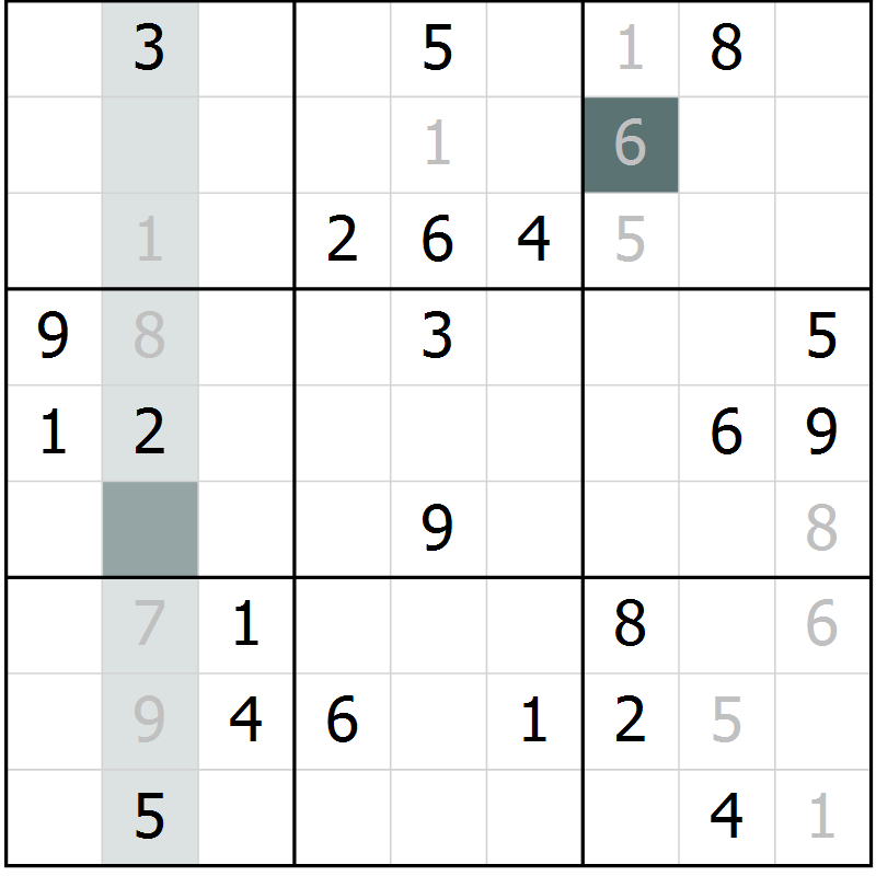 Position des candidats pour la solution de la Gr 7 page 10 du magazine de sudoku Virtuose n° 121