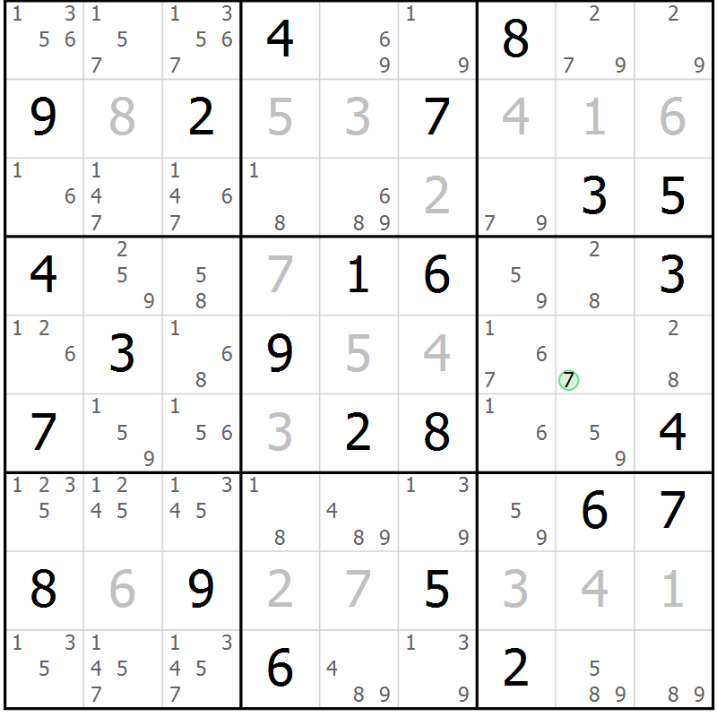 Position des candidats pour la solution de la Gr 75 page 78 du magazine de sudoku Virtuose n° 121