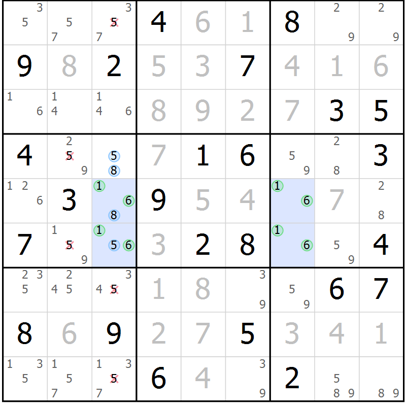 Position des candidats pour la solution de la Gr 75 page 78 du magazine de sudoku Virtuose n° 121