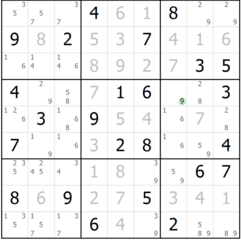 Position des candidats pour la solution de la Gr 75 page 78 du magazine de sudoku Virtuose n° 121