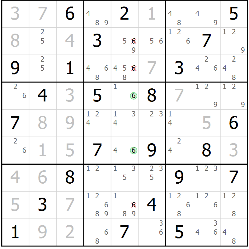 Position des candidats pour la solution de la Gr 77 page 80 du magazine de sudoku Virtuose n° 121