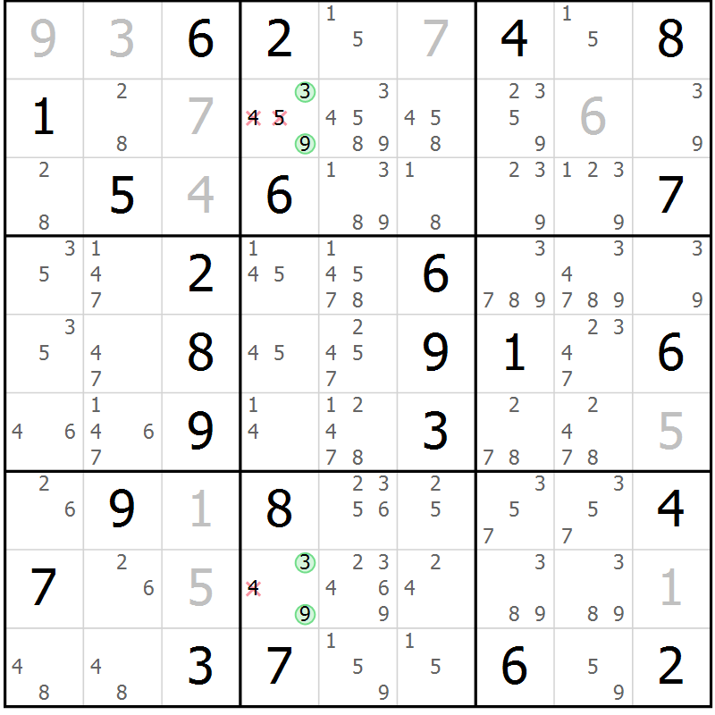 Position des candidats pour la solution de la Gr 78 page 81 du magazine de sudoku Virtuose n° 121