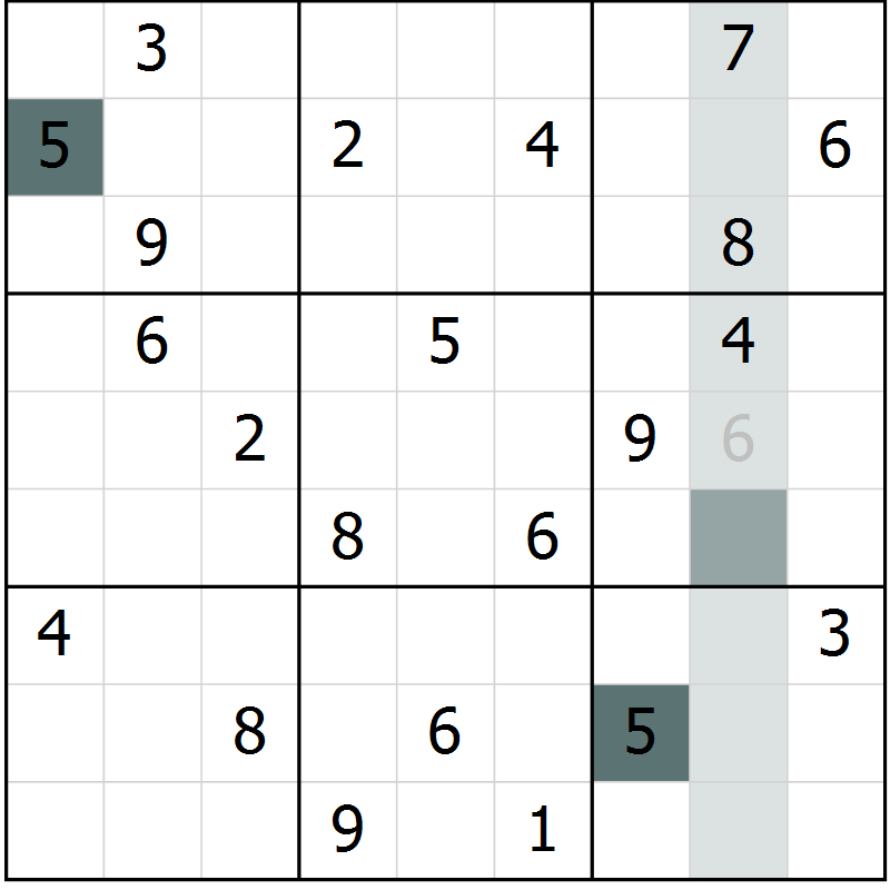 Position des candidats pour la solution de la Gr 8 page 11 du magazine de sudoku Virtuose n° 121