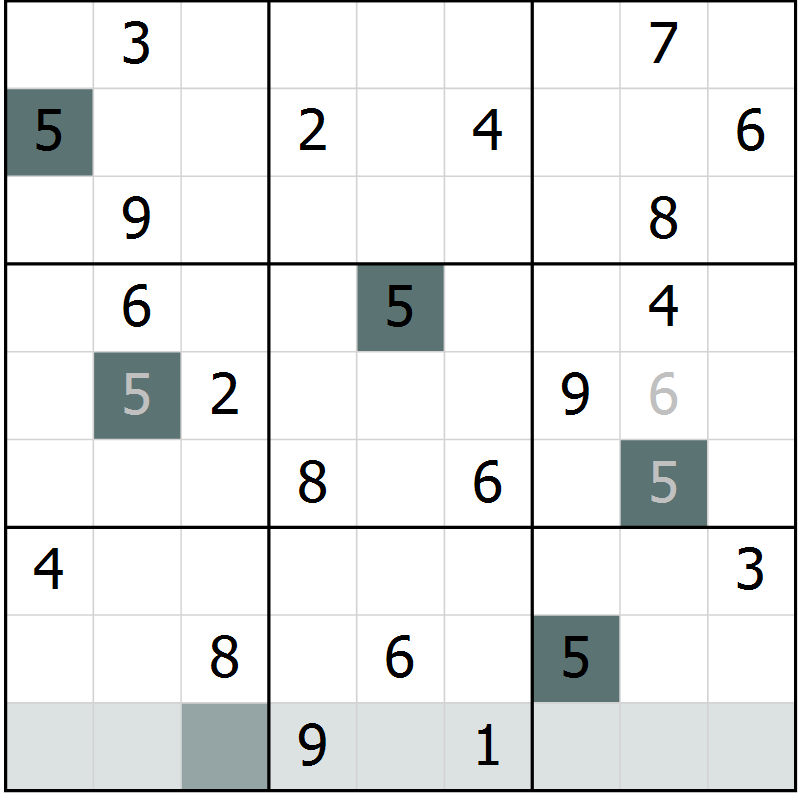 Position des candidats pour la solution de la Gr 8 page 11 du magazine de sudoku Virtuose n° 121