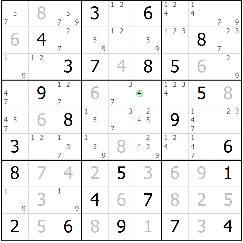 Position des candidats pour la solution de la Gr 80 page 83 du magazine de sudoku Virtuose n° 121