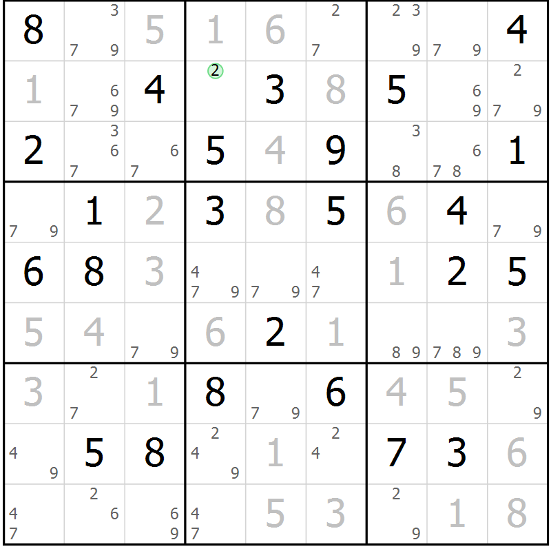 Position des candidats pour la solution de la Gr 82 page 85 du magazine de sudoku Virtuose n° 121