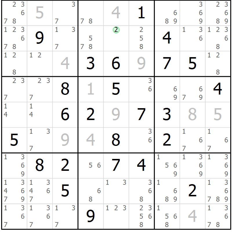 Position des candidats pour la solution de la Gr 83 page 86 du magazine de sudoku Virtuose n° 121