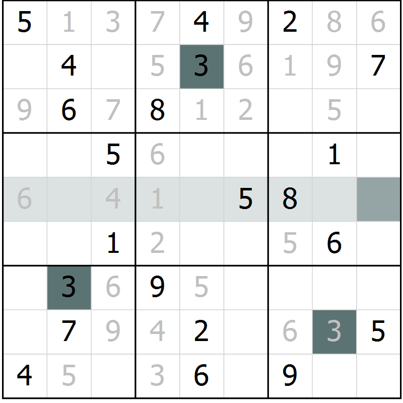 Position des candidats pour la solution de la Gr 1 page 4 du magazine de sudoku Virtuose n° 122