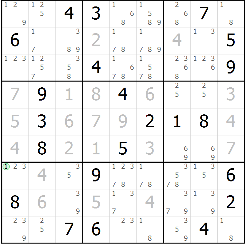 Position des candidats pour la solution de la Gr 10 page 13 du magazine de sudoku Virtuose n° 122