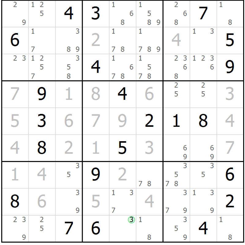 Position des candidats pour la solution de la Gr 10 page 13 du magazine de sudoku Virtuose n° 122