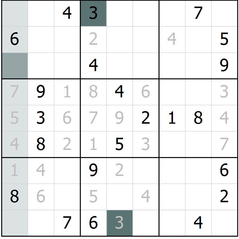 Position des candidats pour la solution de la Gr 10 page 13 du magazine de sudoku Virtuose n° 122