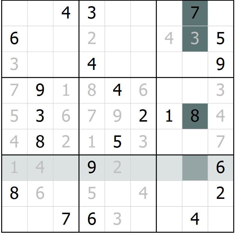 Position des candidats pour la solution de la Gr 10 page 13 du magazine de sudoku Virtuose n° 122