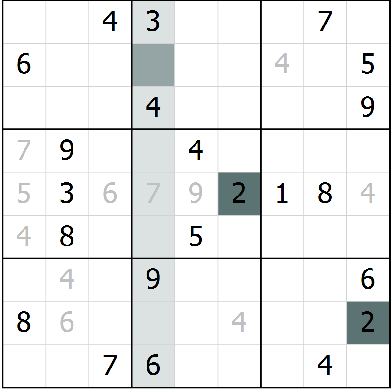 Position des candidats pour la solution de la Gr 10 page 13 du magazine de sudoku Virtuose n° 122