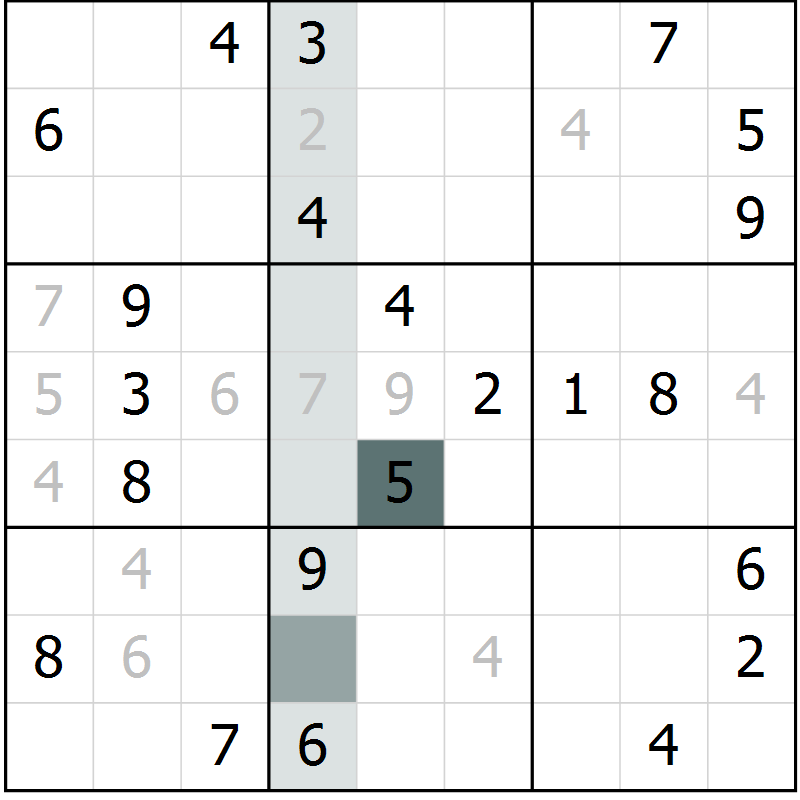 Position des candidats pour la solution de la Gr 10 page 13 du magazine de sudoku Virtuose n° 122