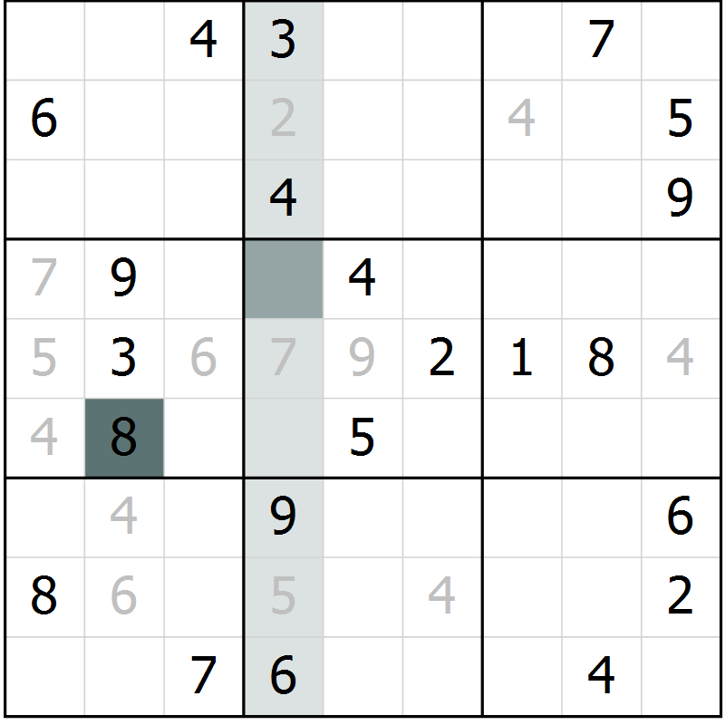 Position des candidats pour la solution de la Gr 10 page 13 du magazine de sudoku Virtuose n° 122