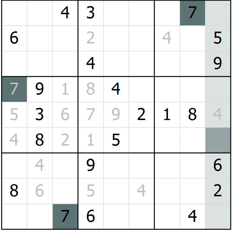 Position des candidats pour la solution de la Gr 10 page 13 du magazine de sudoku Virtuose n° 122