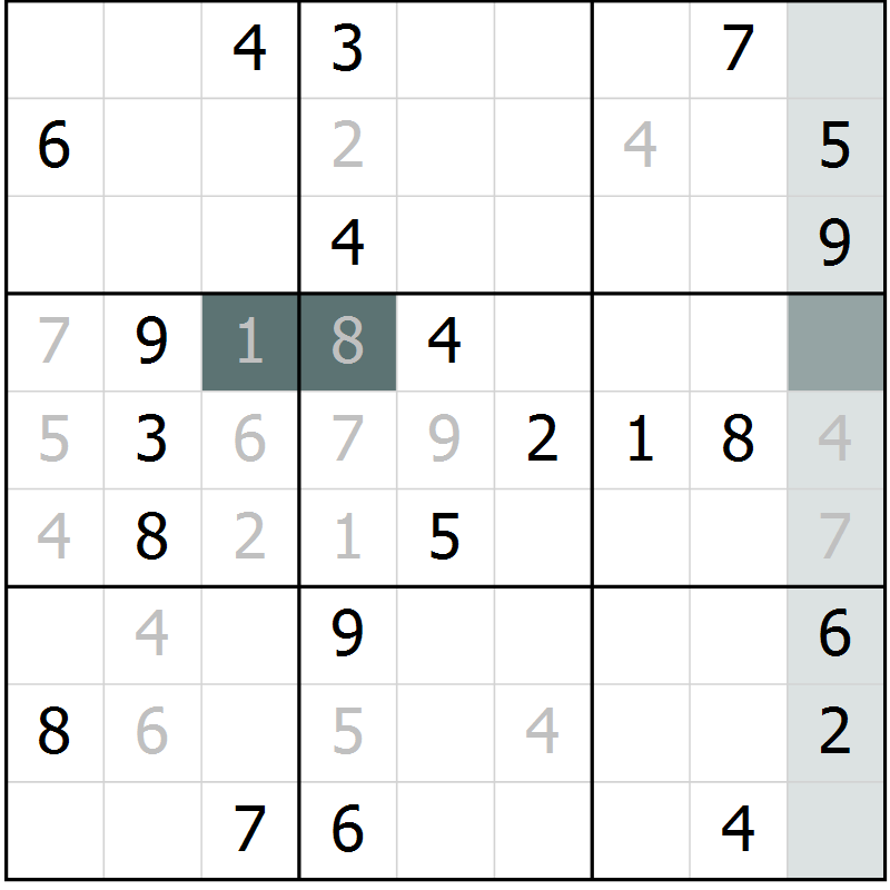 Position des candidats pour la solution de la Gr 10 page 13 du magazine de sudoku Virtuose n° 122
