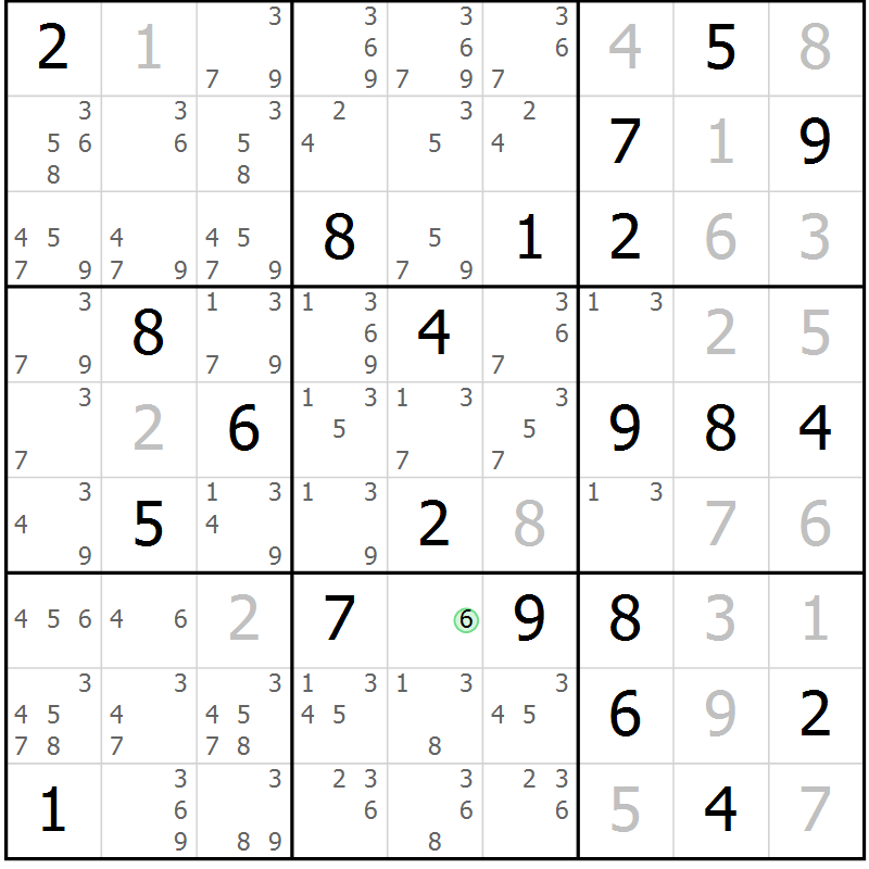 Position des candidats pour la solution de la Gr 11 page 14 du magazine de sudoku Virtuose n° 122
