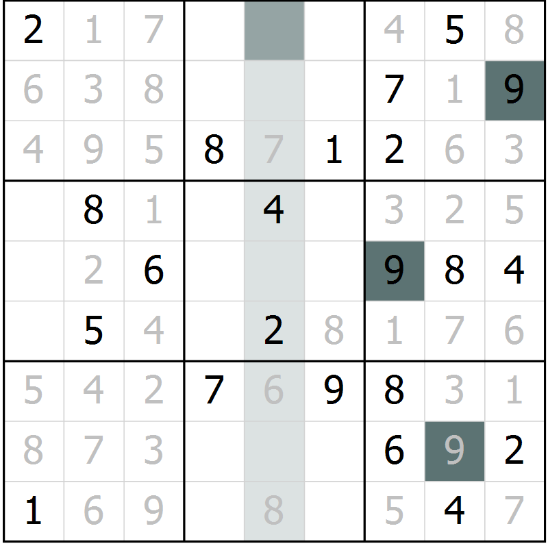 Position des candidats pour la solution de la Gr 11 page 14 du magazine de sudoku Virtuose n° 122