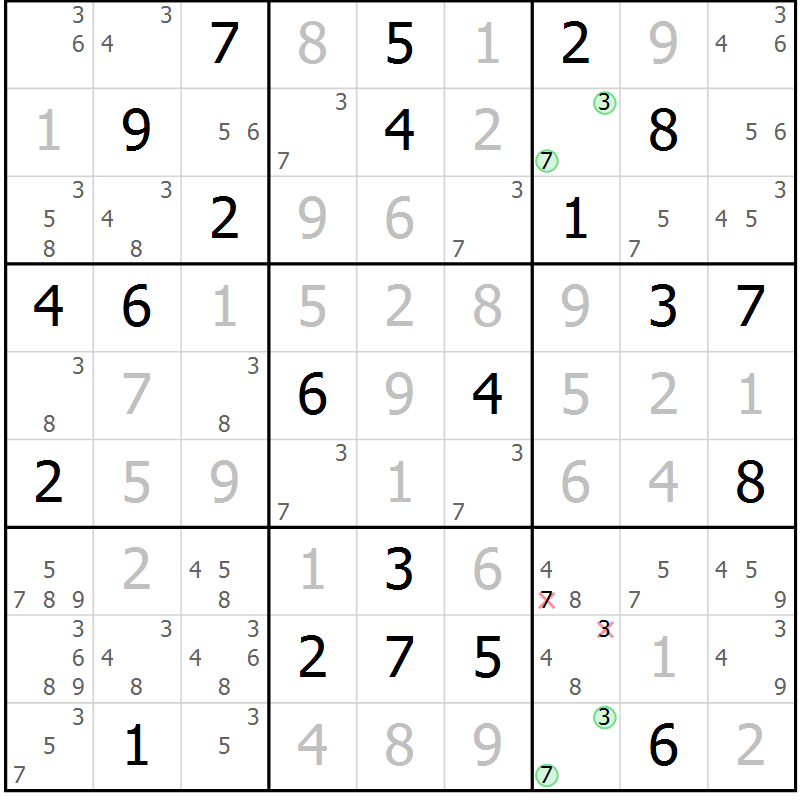 Position des candidats pour la solution de la Gr 12 page 15 du magazine de sudoku Virtuose n° 122