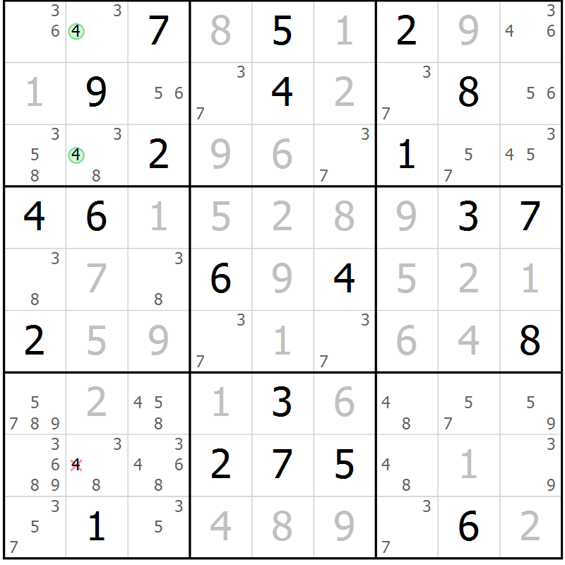 Position des candidats pour la solution de la Gr 12 page 15 du magazine de sudoku Virtuose n° 122