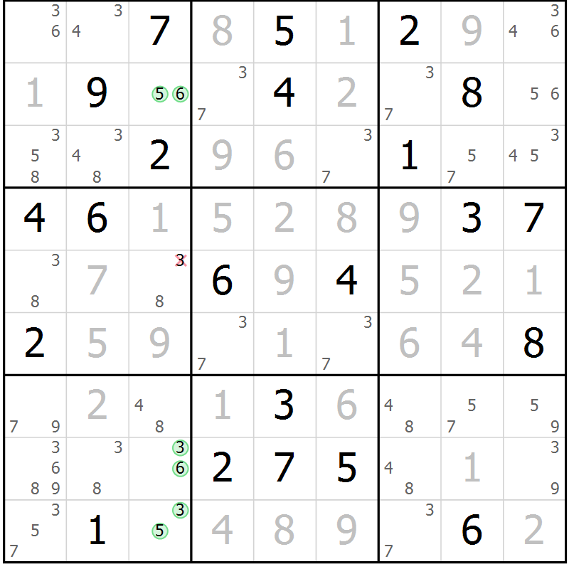 Position des candidats pour la solution de la Gr 12 page 15 du magazine de sudoku Virtuose n° 122