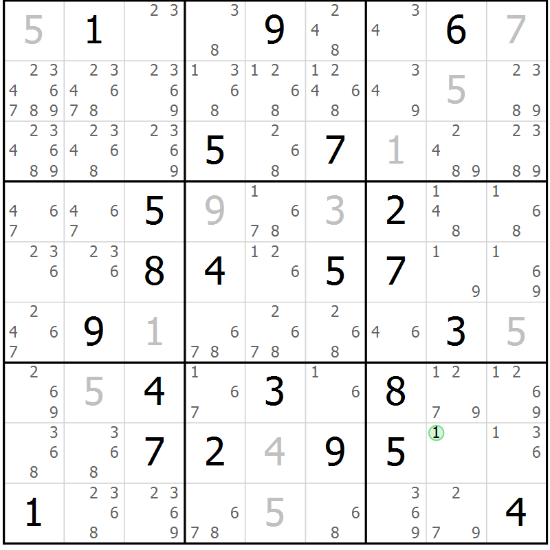 Position des candidats pour la solution de la Gr 14 page 17 du magazine de sudoku Virtuose n° 122
