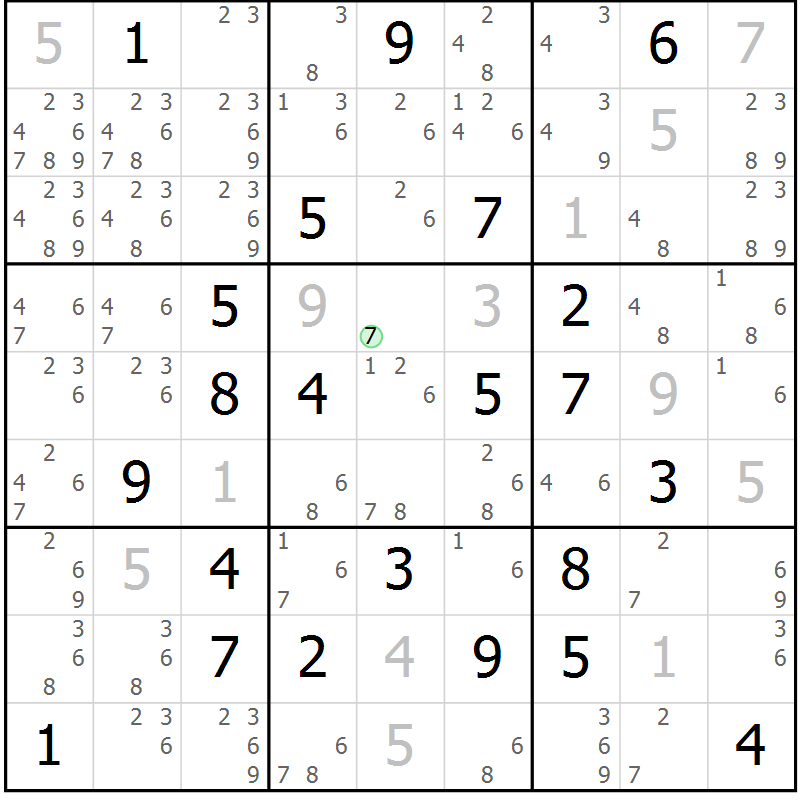 Position des candidats pour la solution de la Gr 14 page 17 du magazine de sudoku Virtuose n° 122
