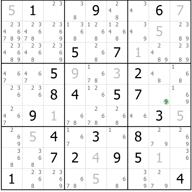 Position des candidats pour la solution de la Gr 14 page 17 du magazine de sudoku Virtuose n° 122
