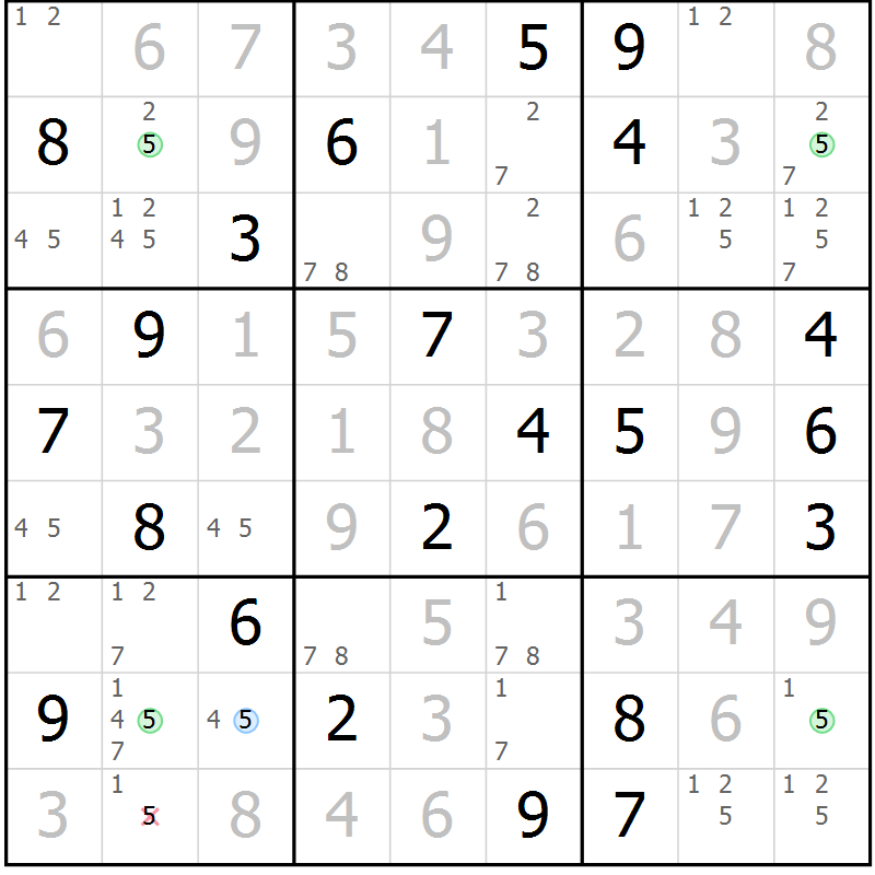Position des candidats pour la solution de la Gr 16 page 19 du magazine de sudoku Virtuose n° 122