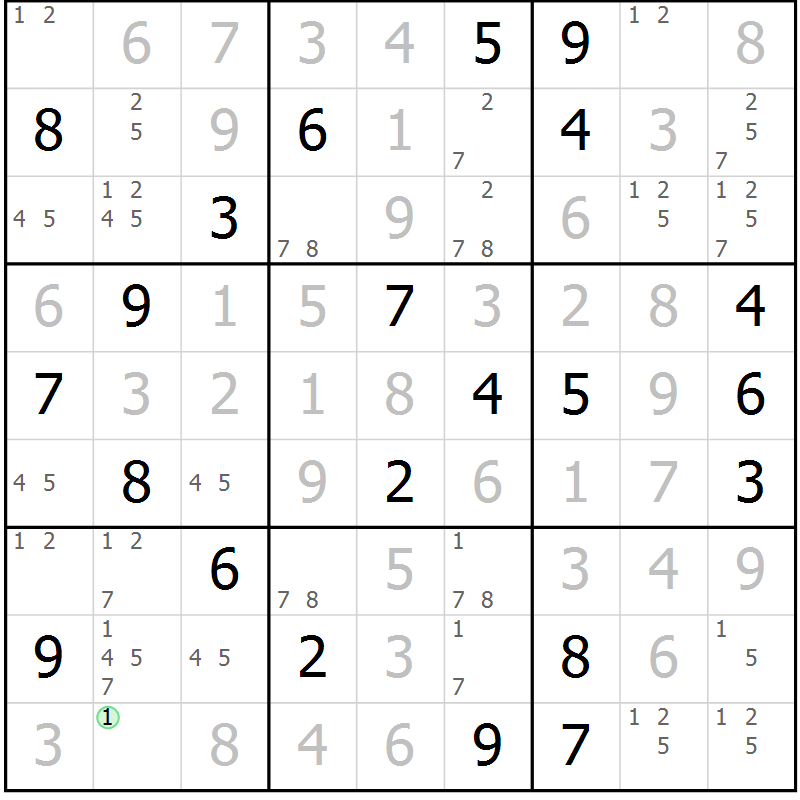 Position des candidats pour la solution de la Gr 16 page 19 du magazine de sudoku Virtuose n° 122